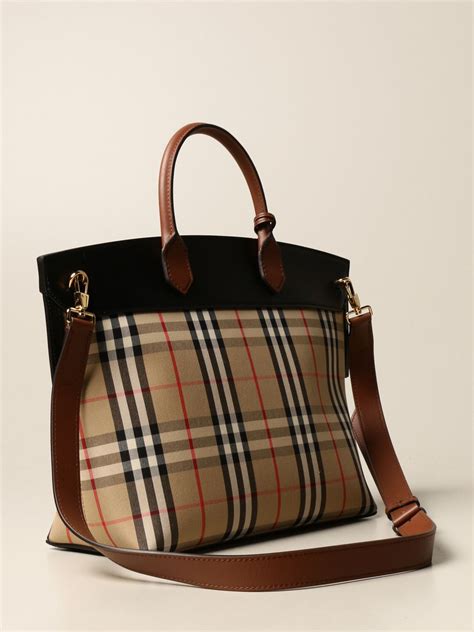 plaided beige burberry handbag with thin straps|Burberry purses clearance.